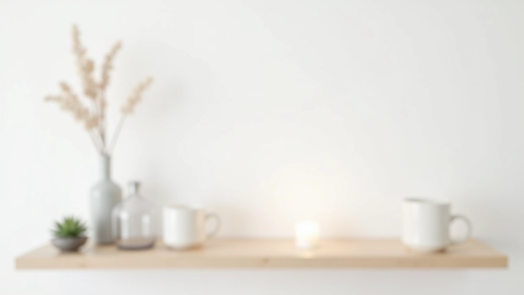 Minimalist apartment shelf arrangement showcasing carefully curated vases and candles with clean lines and modern aesthetic